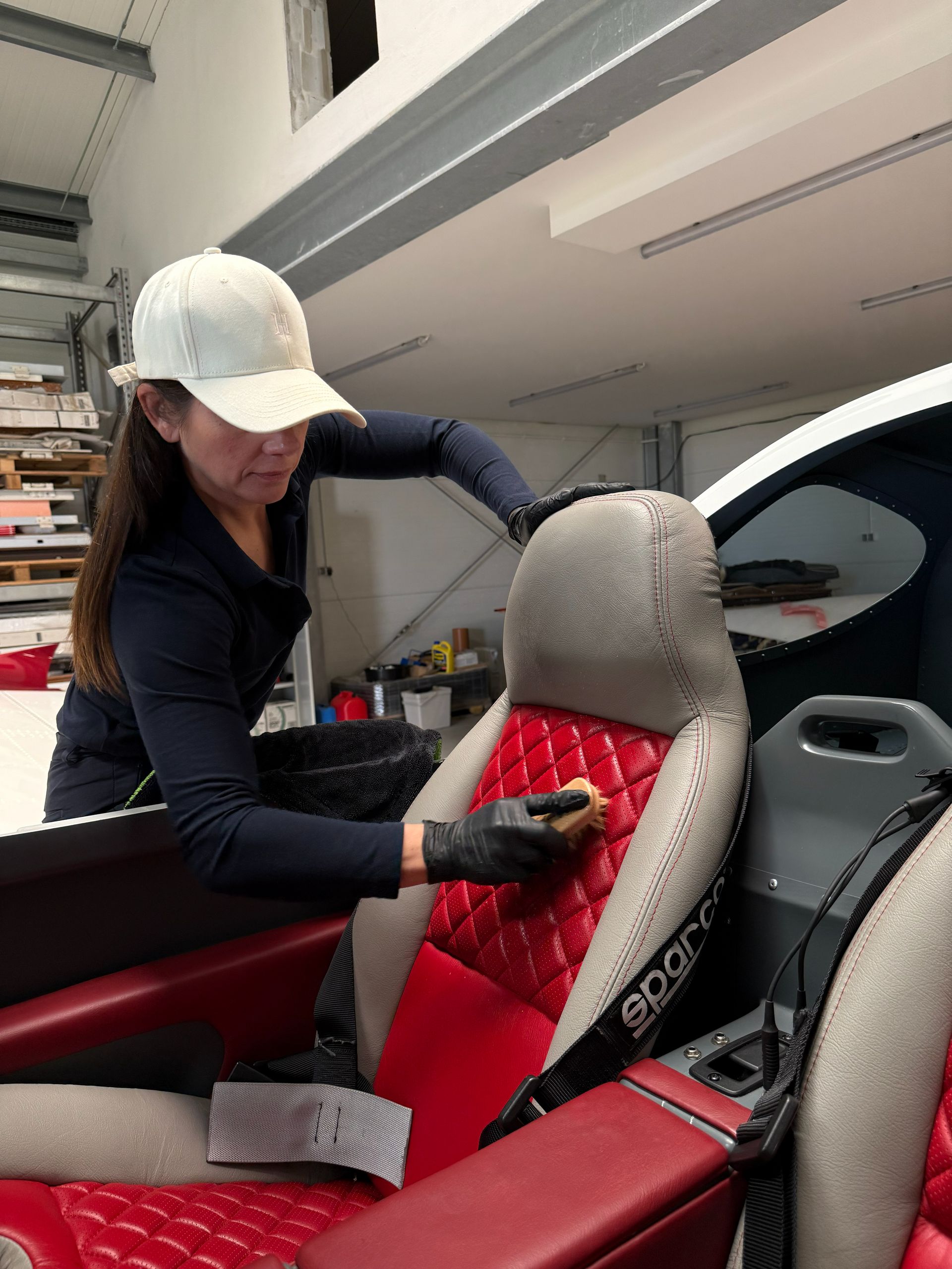 Private jet wing and engine nacelle detailing — precision surface treatment