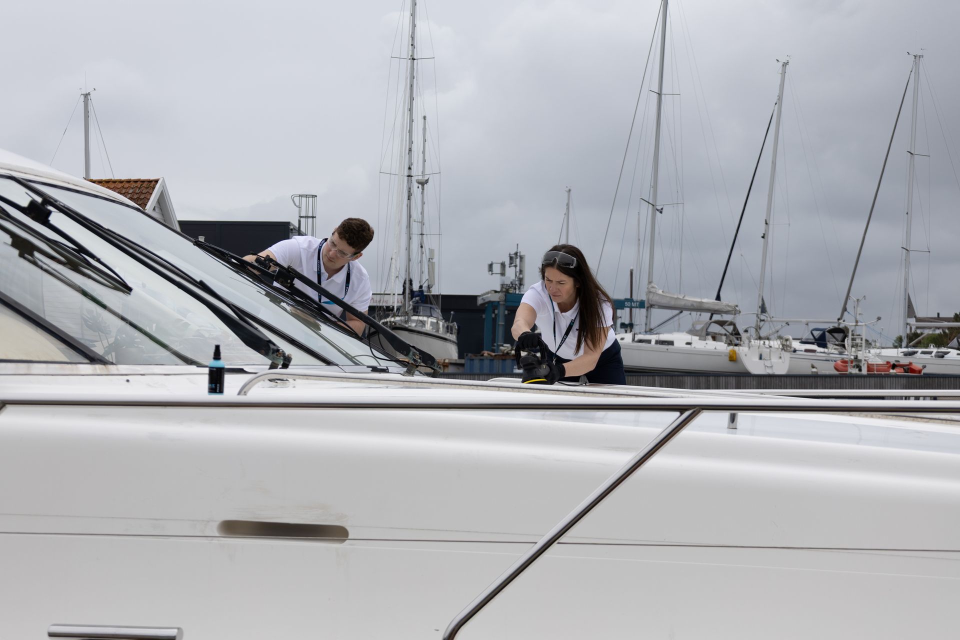 Detailed yacht cruising near the coast